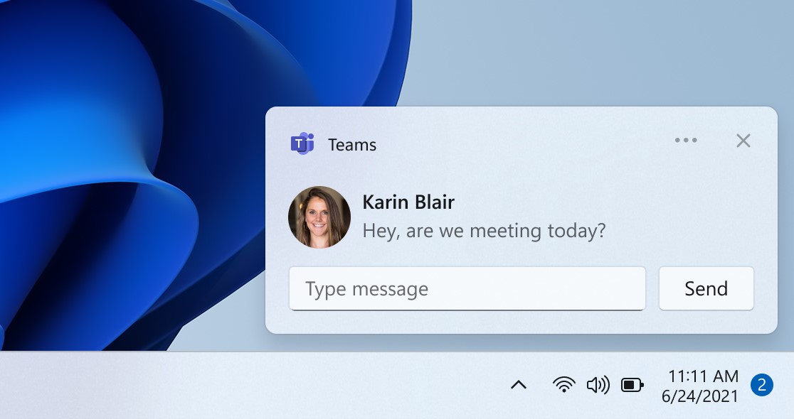 Windows 11 - Chat con Teams - Notifiche native