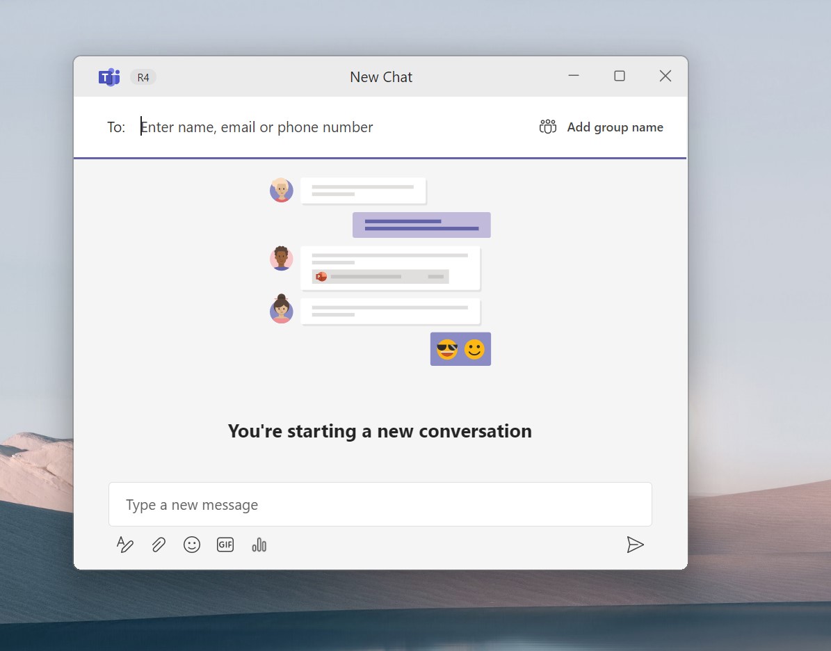 Windows 11 - Client Microsoft Teams - Nuova chat