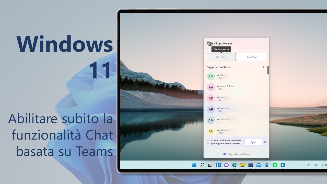 Windows 11 - Come abilitare subito la funzionalità Chat basata su Microsoft Teams