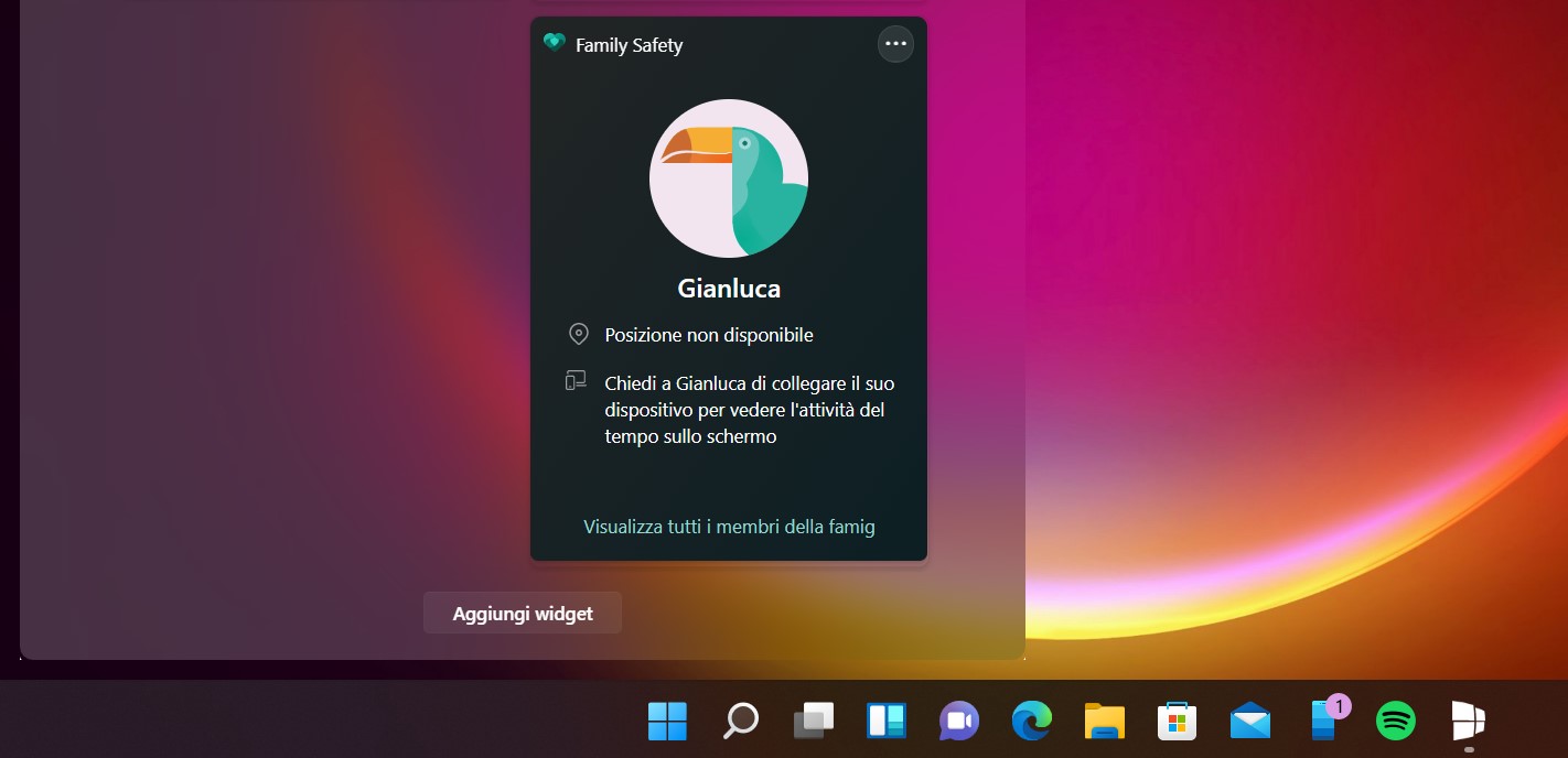 Windows 11 - Widget - Family Safety