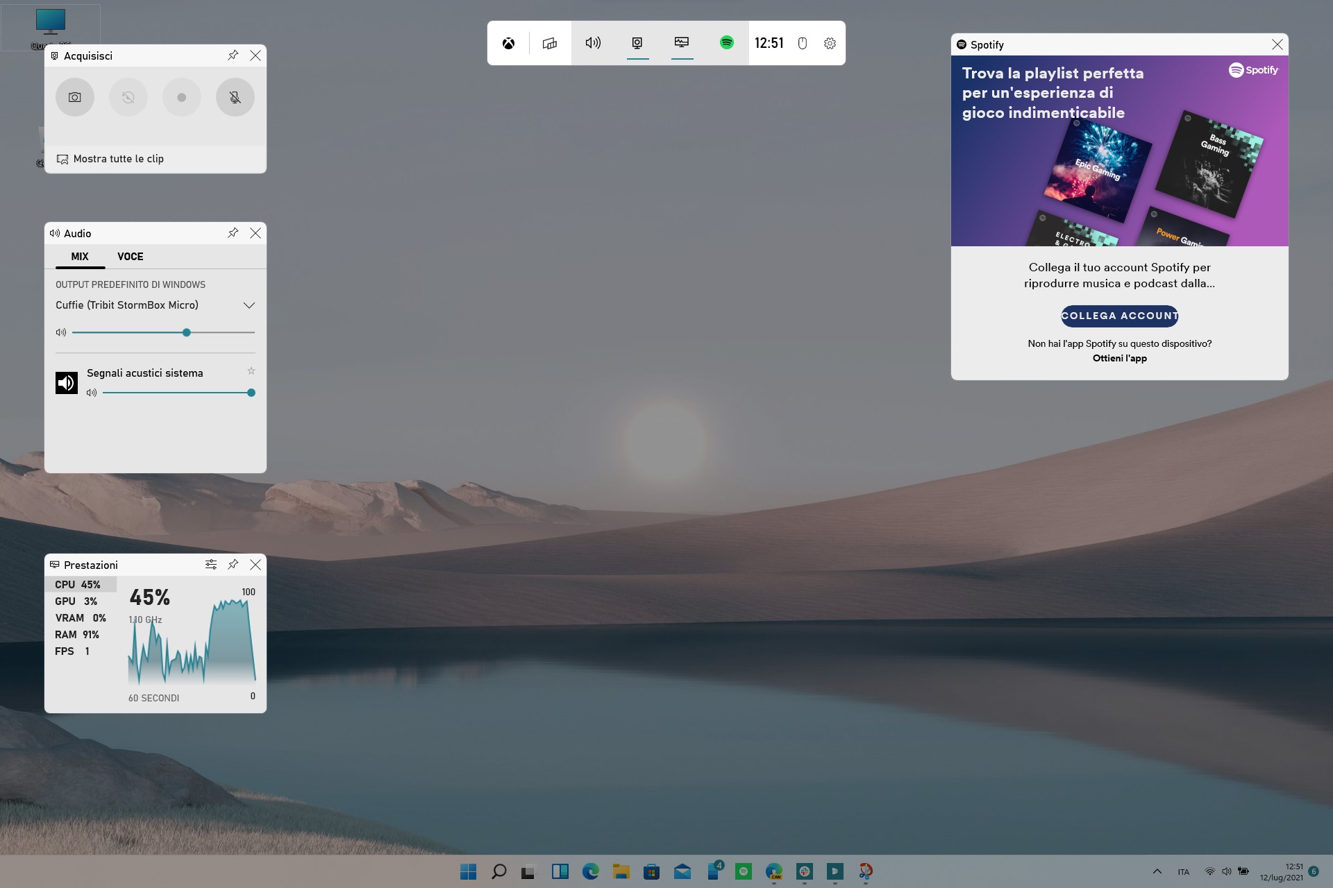 Xbox Game Bar per Windows 11 - Widget con bordi arrotondati