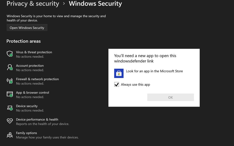 Errore Sicurezza di Windows in Windows 11