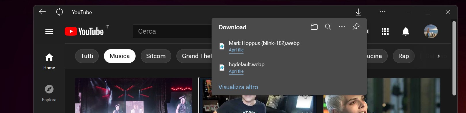 Microsoft Edge Dev - PWA con pannello dei download