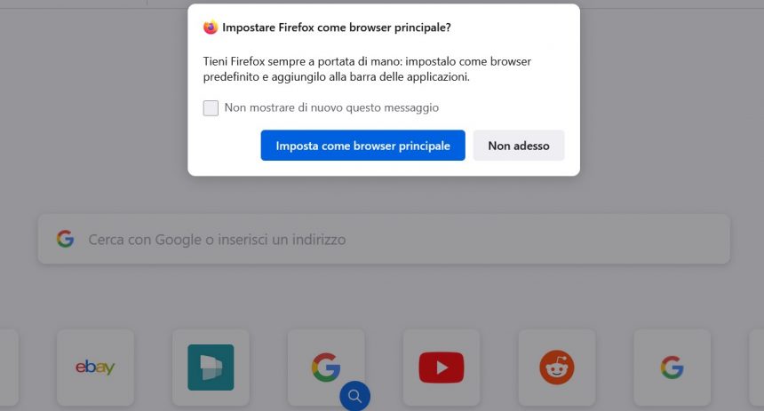 Mozilla Firefox - Finestra di dialogo browser principale in Windows 11