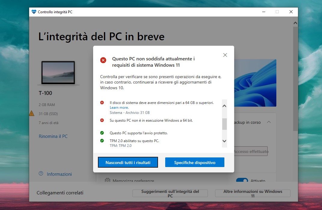 Nuovo strumento Controllo integrità PC Windows