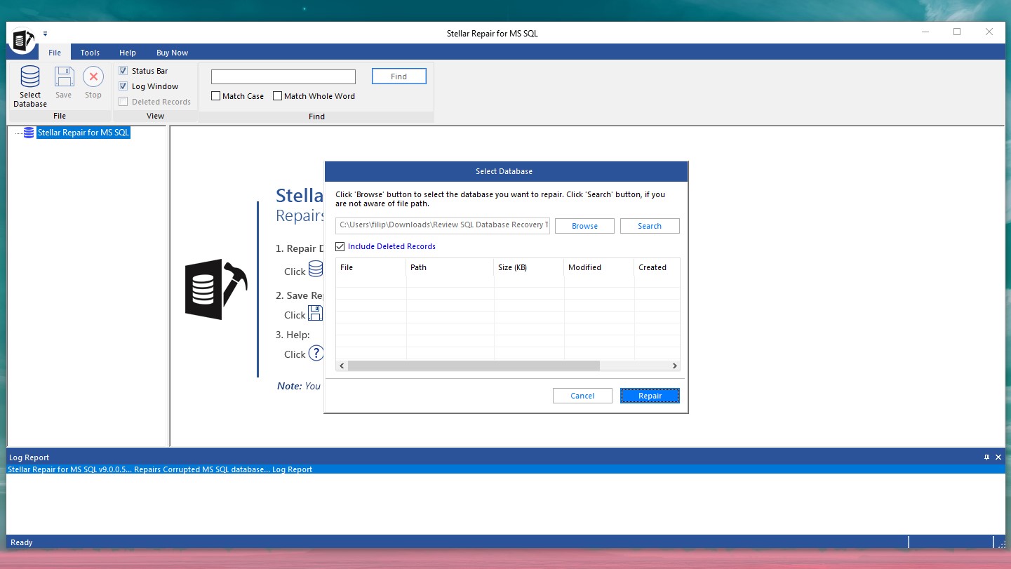 Stellar Repair for MS SQL per Windows - Selezione database da scansionare