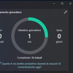 Windows 11 - App Orologio - Avanzamento giornaliero delle sessioni produttive