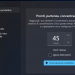 Windows 11 - App Orologio - Impostazioni per la Sessione produttiva