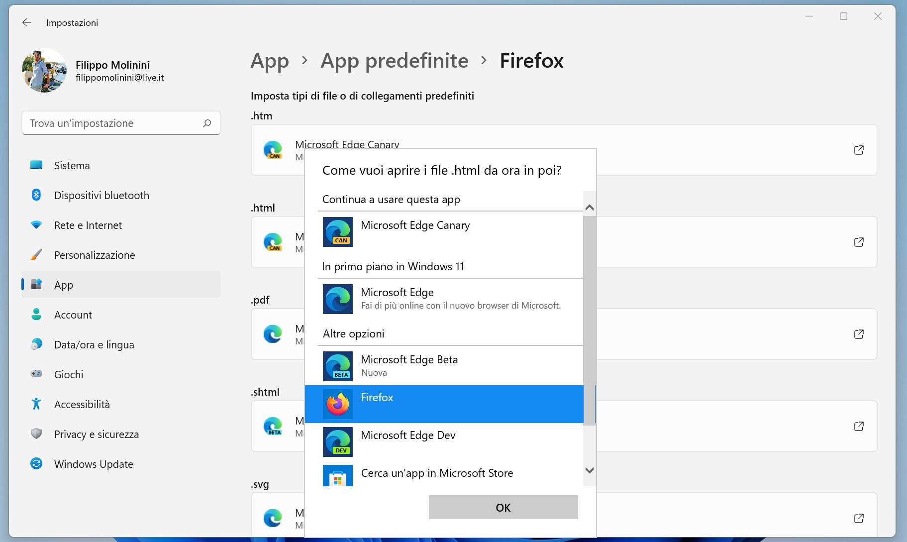 Come cambiare browser predefinito con un click su Windows 11