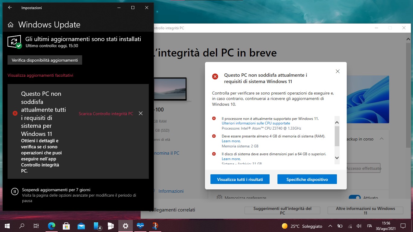Windows Update e Controllo integrà PC - Compatibilità con Windows 11