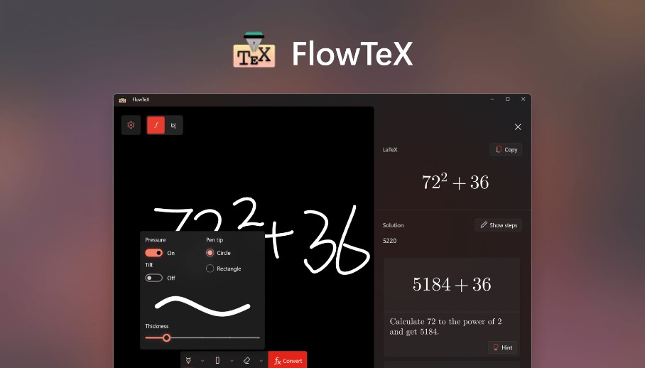 FlowTeX - App per Windows - Converte appunti digitali scritti con la penna in LaTeX