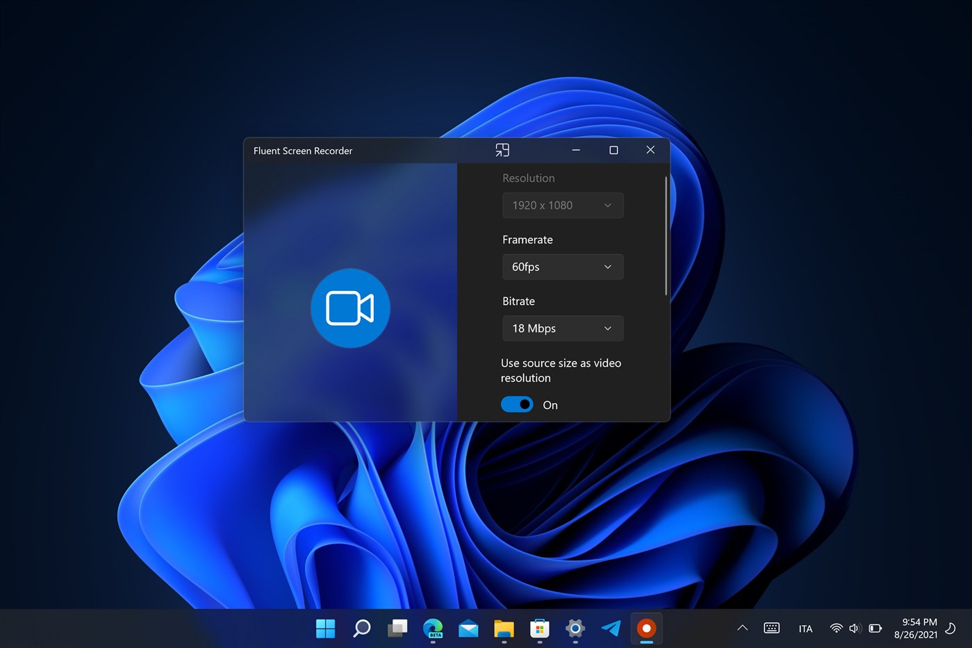 Fluent Screen Recorder - App per Windows - Registra lo schermo del computer