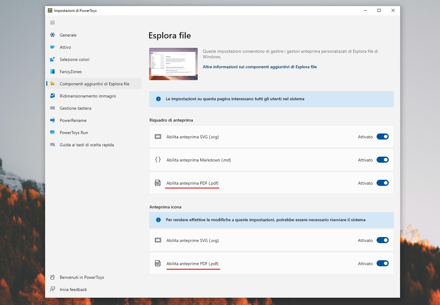 Microsoft PowerToys 0.47.0 - Anteprima file PDF in Esplora file
