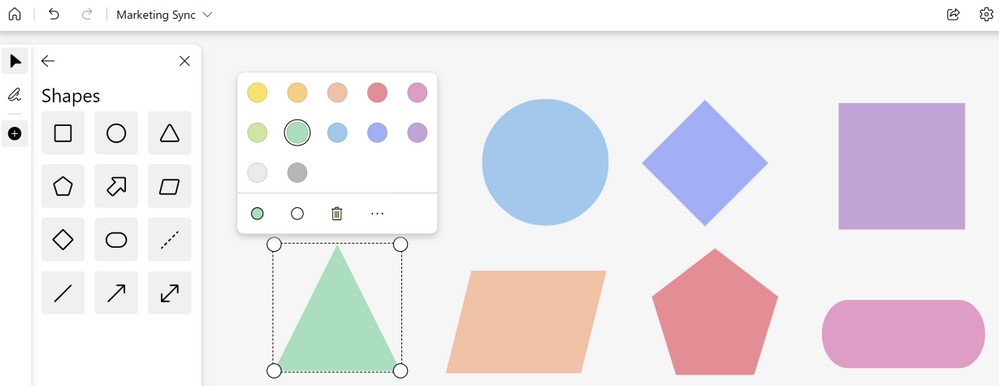 Microsoft Whiteboard - Aggiunta forme