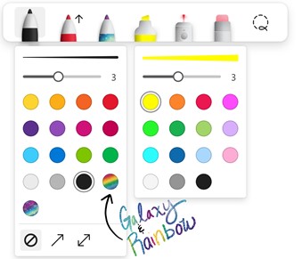 Microsoft Whiteboard - Opzioni appunti a penna