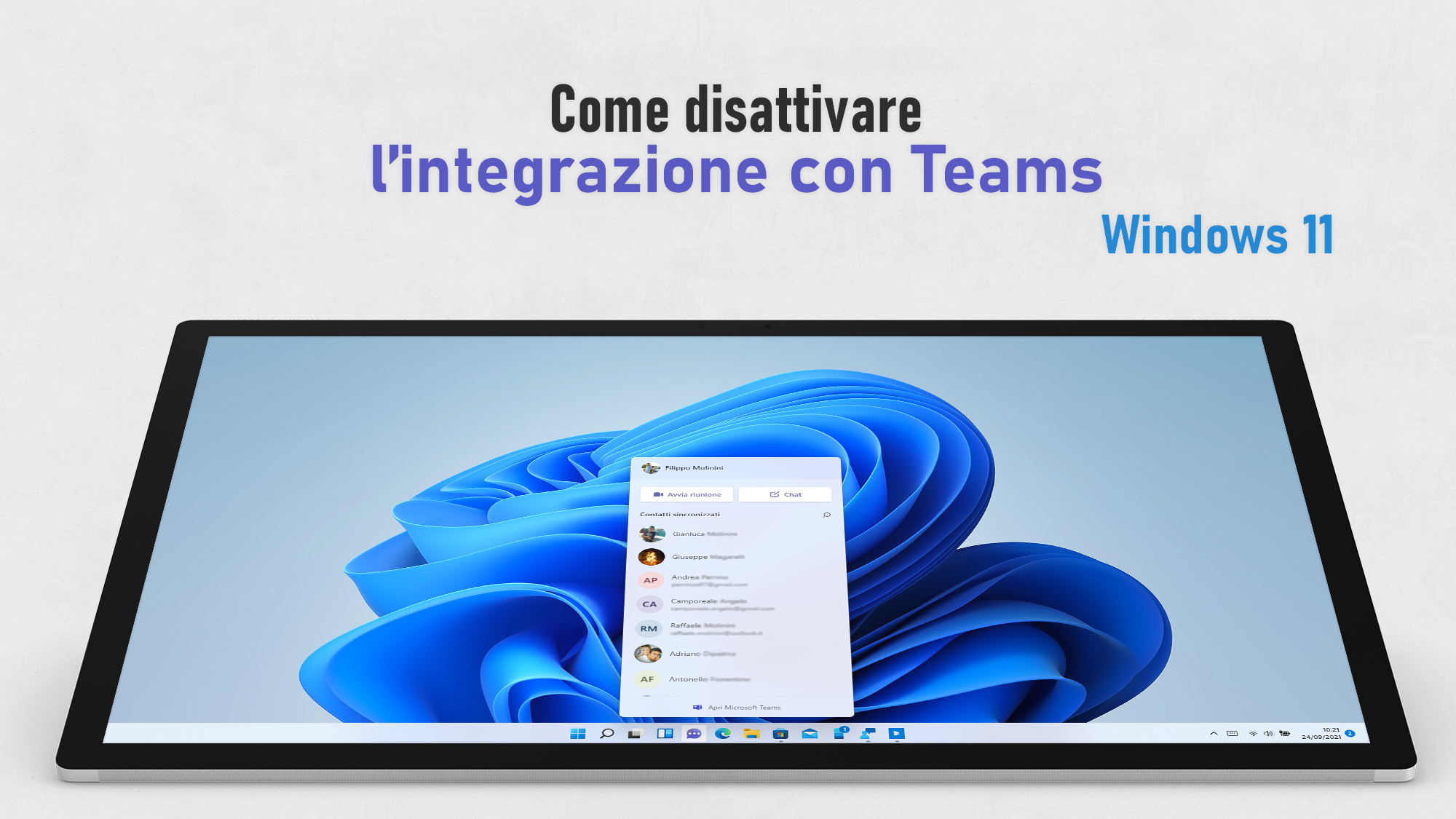 Windows 11 - Chat - Come disattivare l'integrazione con Microsoft Teams