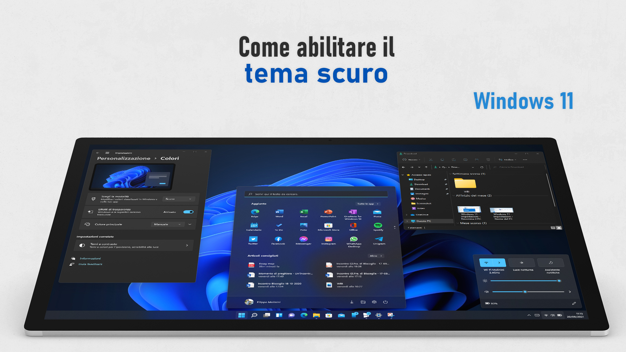 Windows 11 - Come abilitare il tema scuro