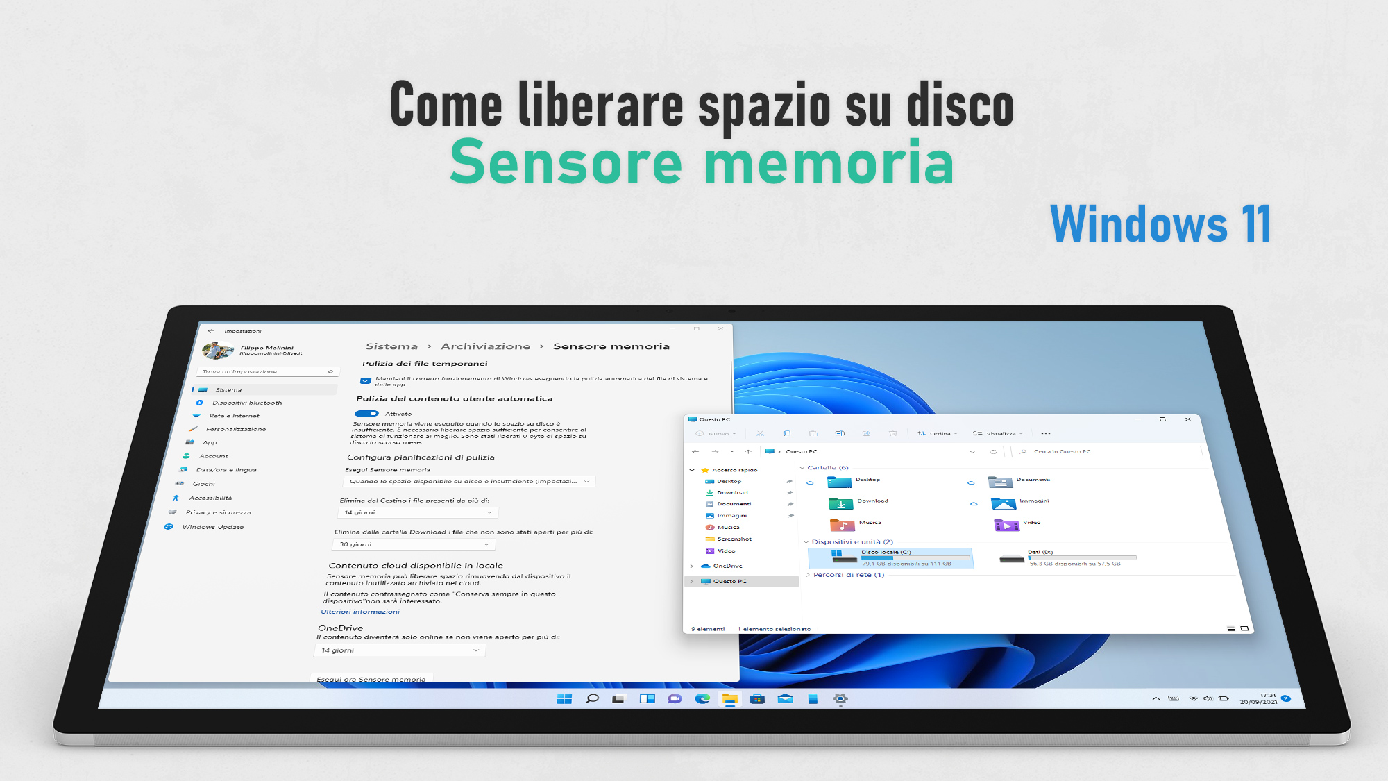 Windows 11 - Come liberare spazio su disco con Sensore memoria