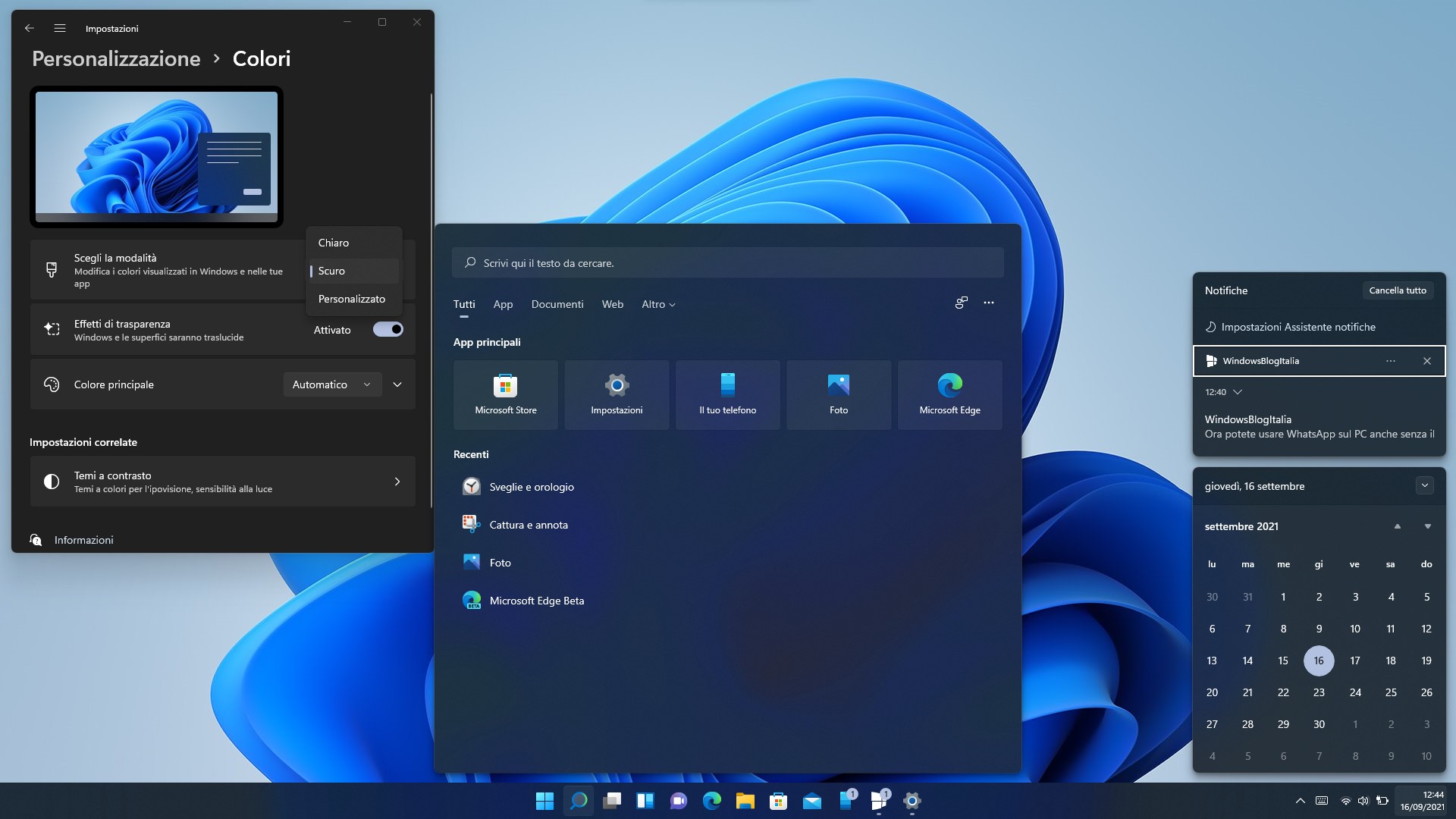 Windows 11 - Impostazione del tema scuro