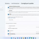 Windows 11 - Impostazioni - Sistema - Archiviazione - Consigli per la pulizia con Installazioni di Windows precedenti