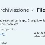 Windows 11 - Impostazioni - Sistema - Archiviazione - File temporanei cancellati