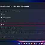 Windows 11 - Impostazioni della barra delle applicazioni