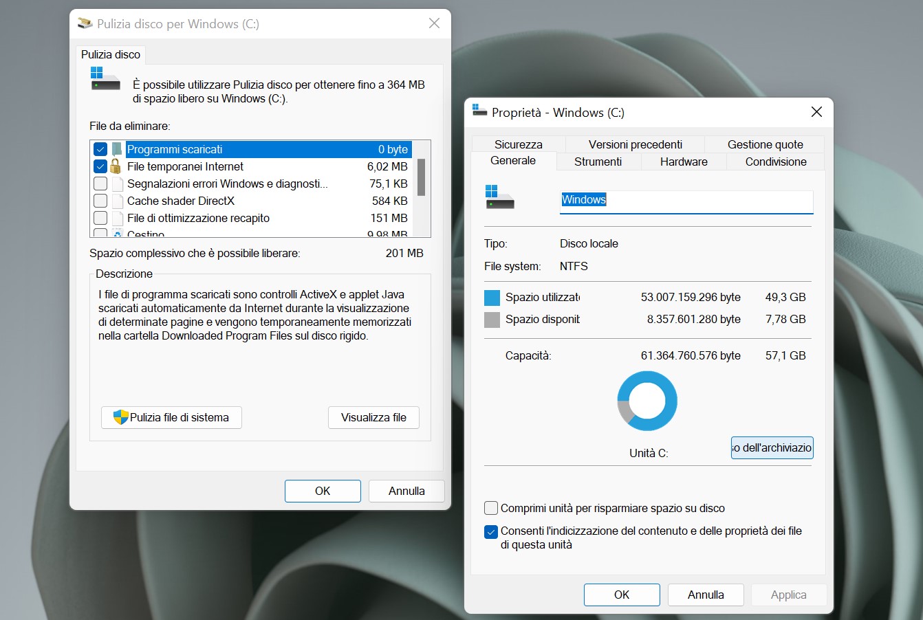 Windows 11 - Proprietà disco e Pulizia disco
