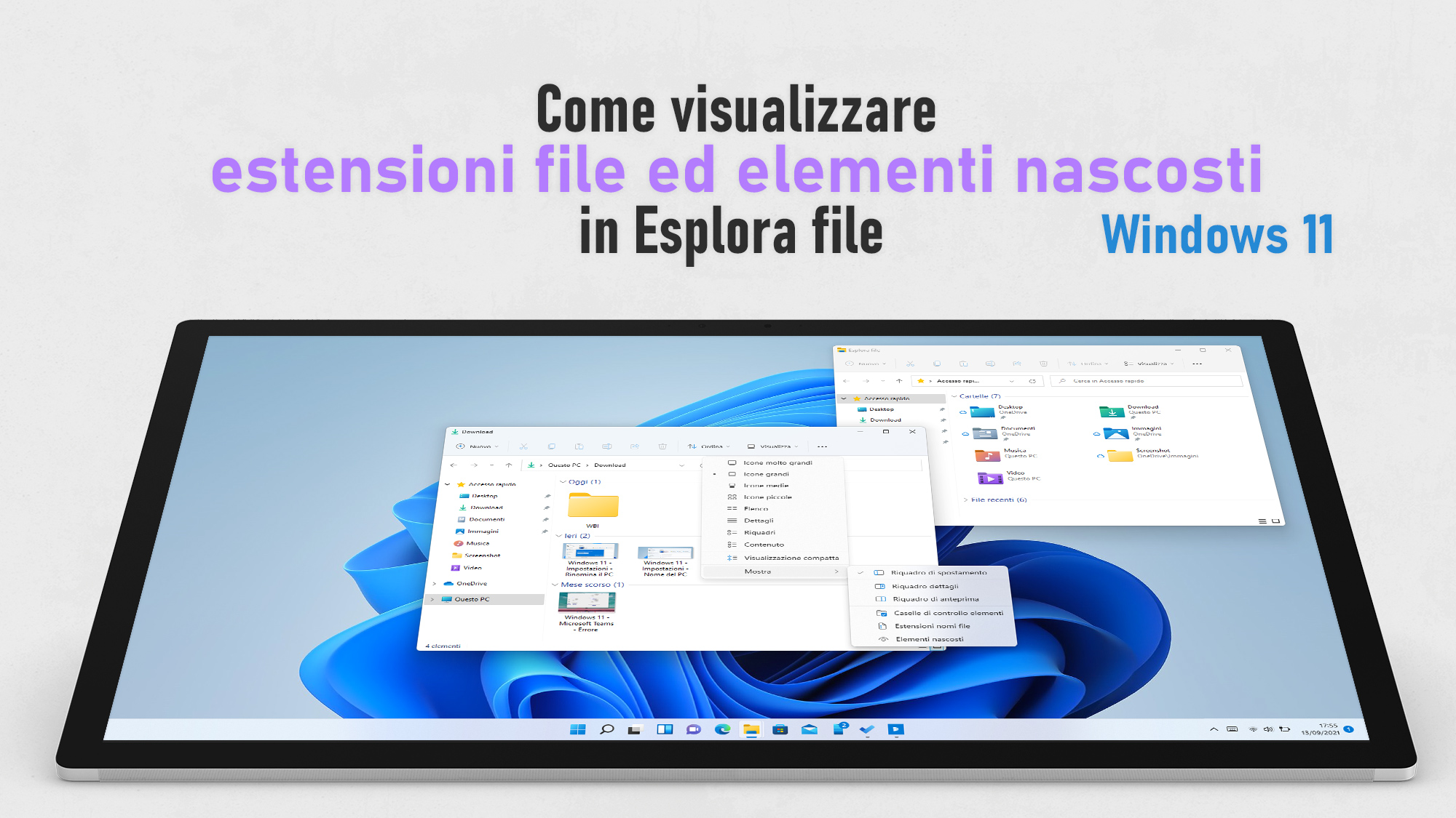 Windows 11 - Visualizzare estensione file ed elementi nascosti in Esplora file