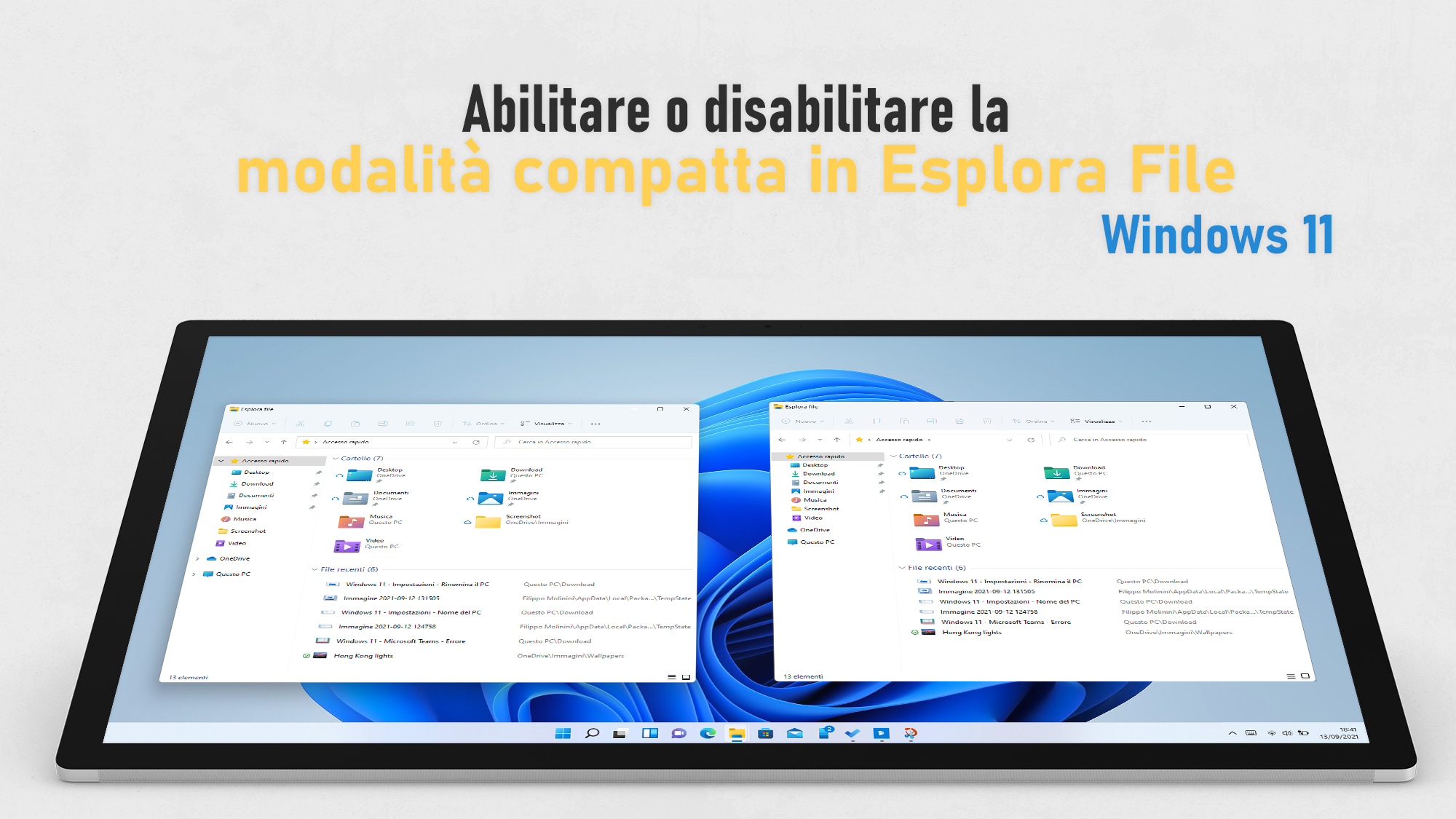 Windows 11 - Visualizzazione compatta in Esplora file