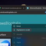 Microsoft Edge Dev - Opzione Digitazione vocale