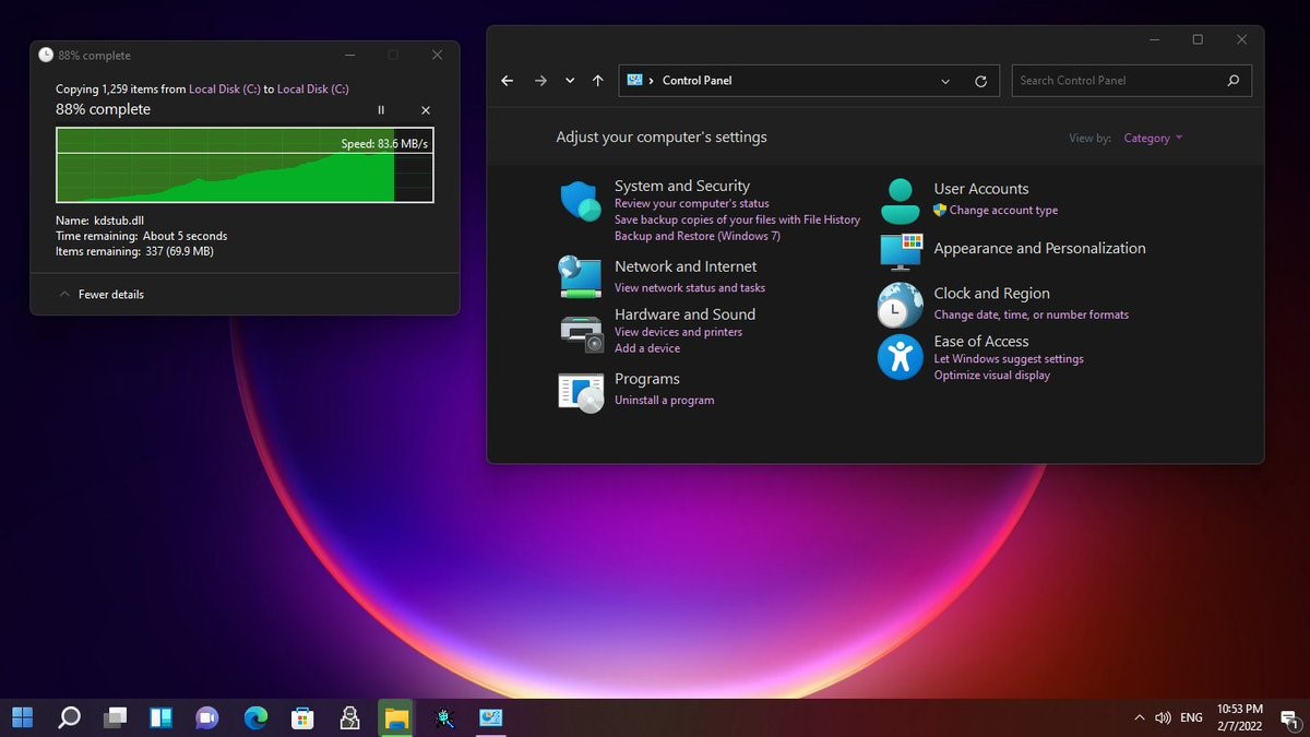 StartIsAllBack - Tema scuro per Pannello di controllo e altre aree di Windows 11