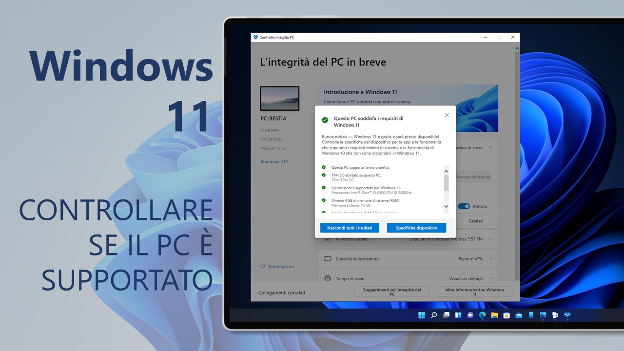 Windows 11 - Come controllare se il PC è supportato