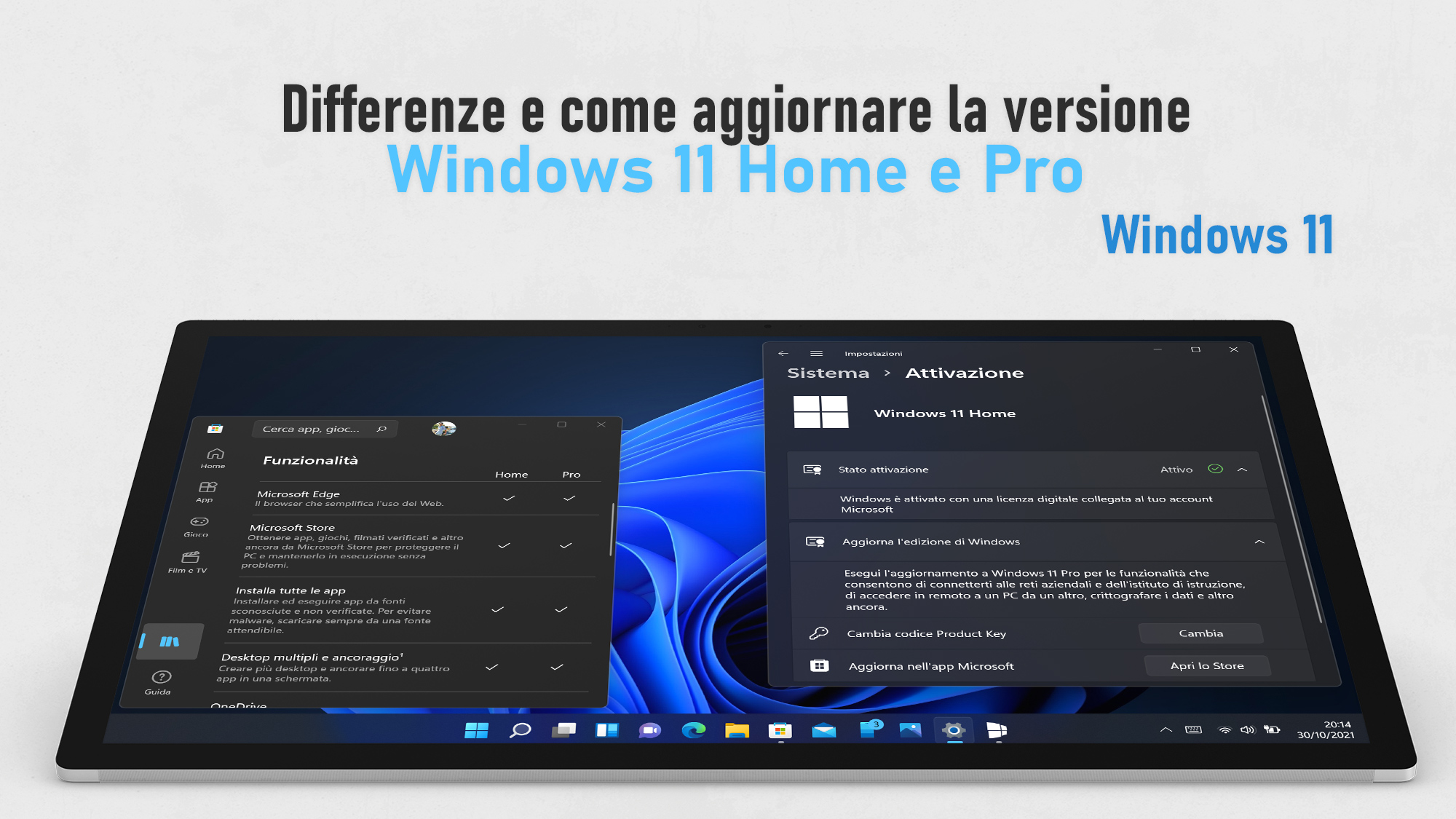 Windows 11 Home e Pro - Differenze e come aggiornare l’edizione