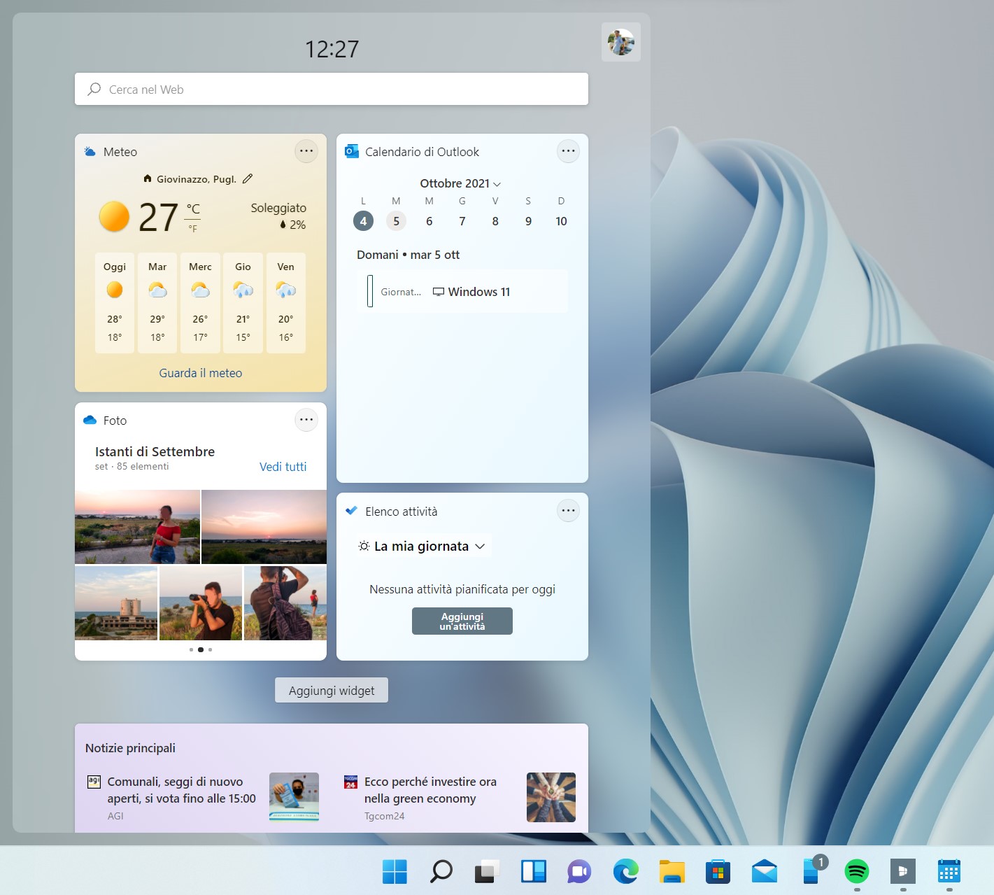 Windows 11 - Pannello Widget