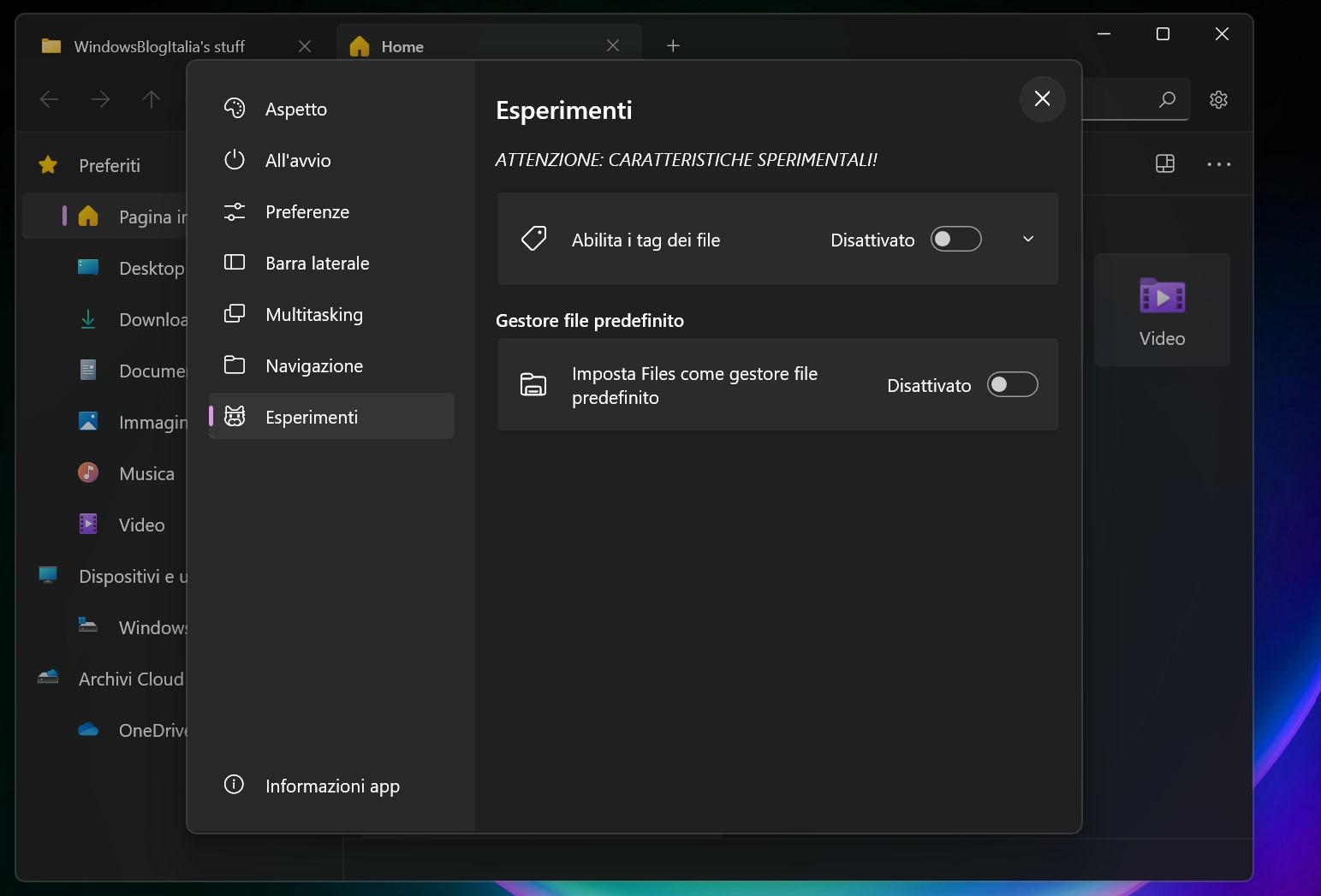 Files per Windows - Opzione per l'impostazione come file manager predefinito