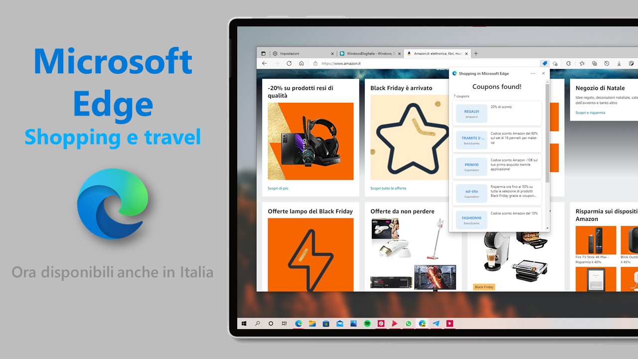 Microsoft Edge - Shopping e travel disponibili in Italia