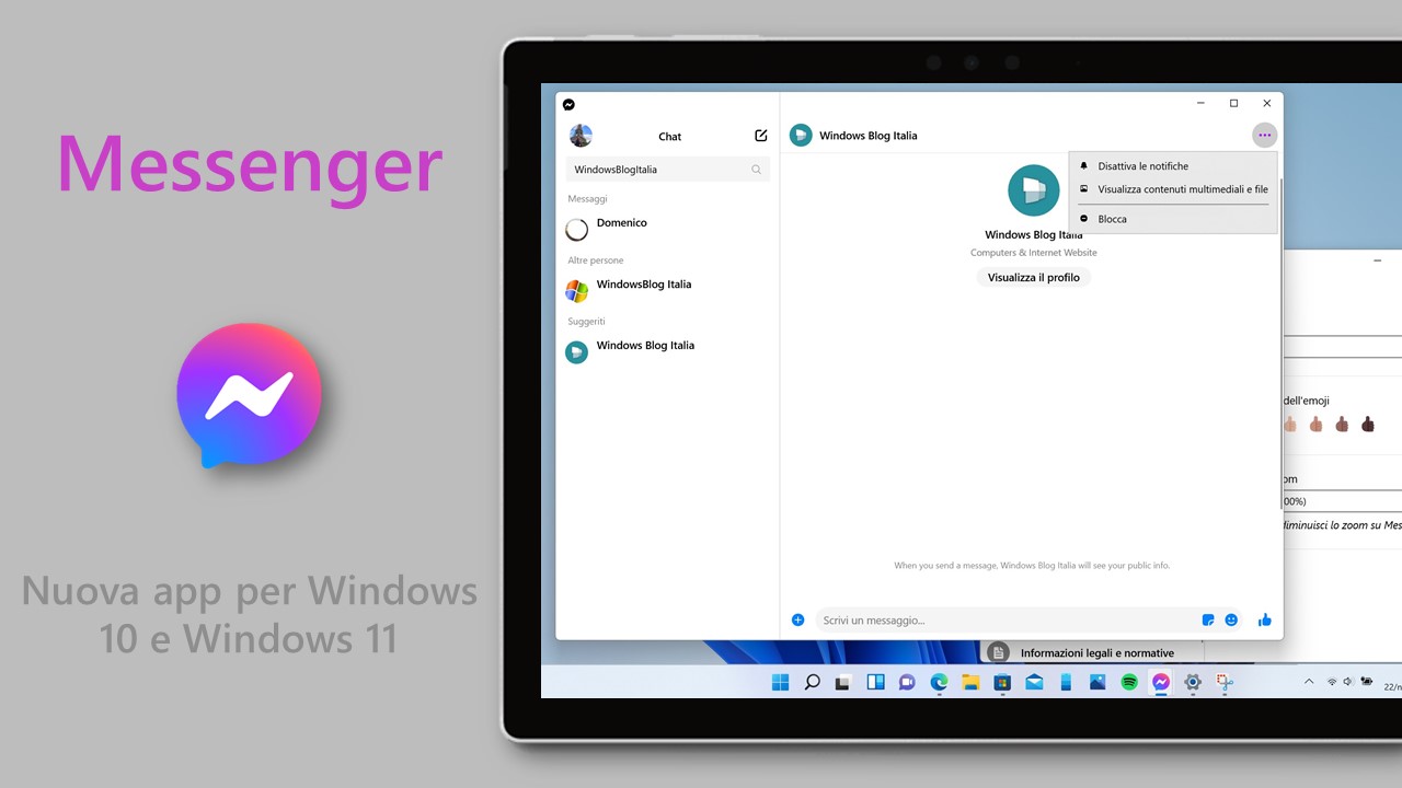 Nuova app Facebook Messenger per Windows 10 e Windows 11