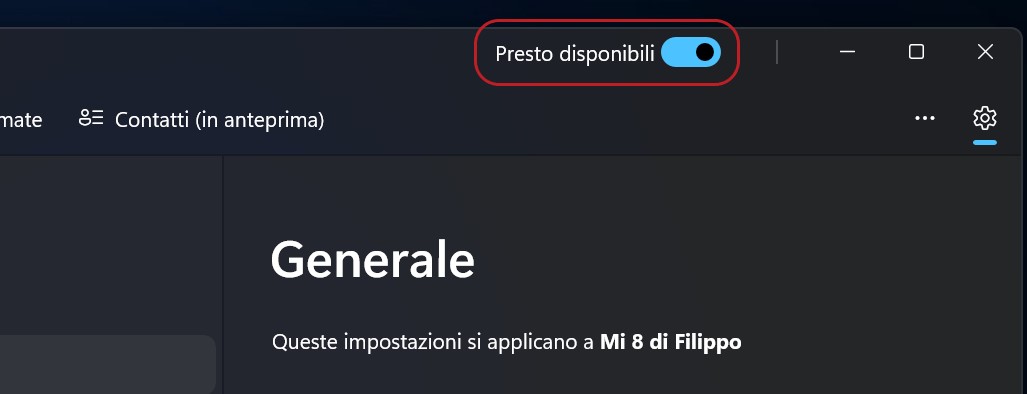 Windows 11 - Il tuo telefono - Presto disponibili