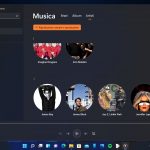 Windows 11 - Nuova app Media Player - Schermata musica - Artisti - Tema scuro