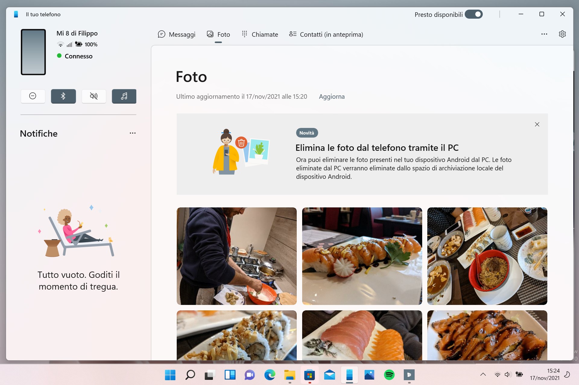 Windows 11 - Nuova interfaccia app Il tuo telefono