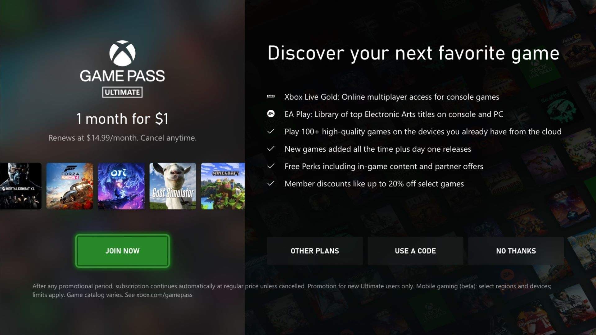 Xbox Game Pass - Nuovo design da console