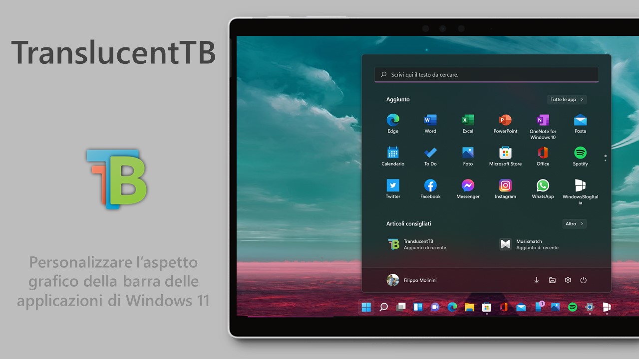 TranslucentTB - Personalizzare l’aspetto grafico della barra delle applicazioni di Windows 11