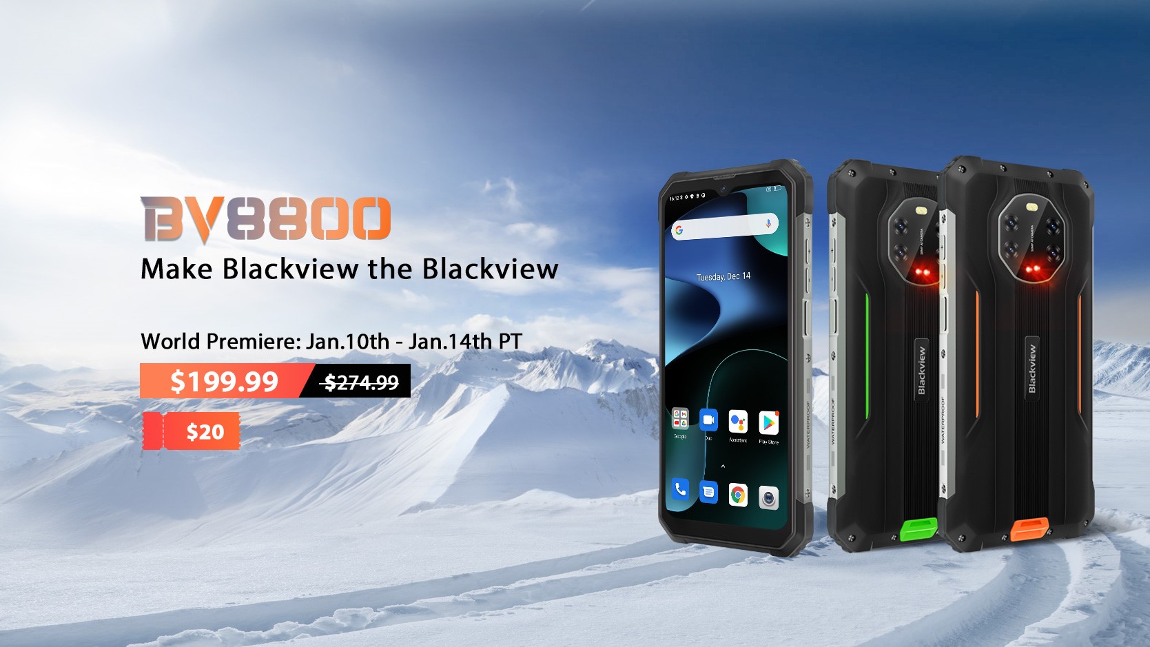 Il nuovo smartphone rugged Blackview BV8800 8GB+128GB disponibile a 226€