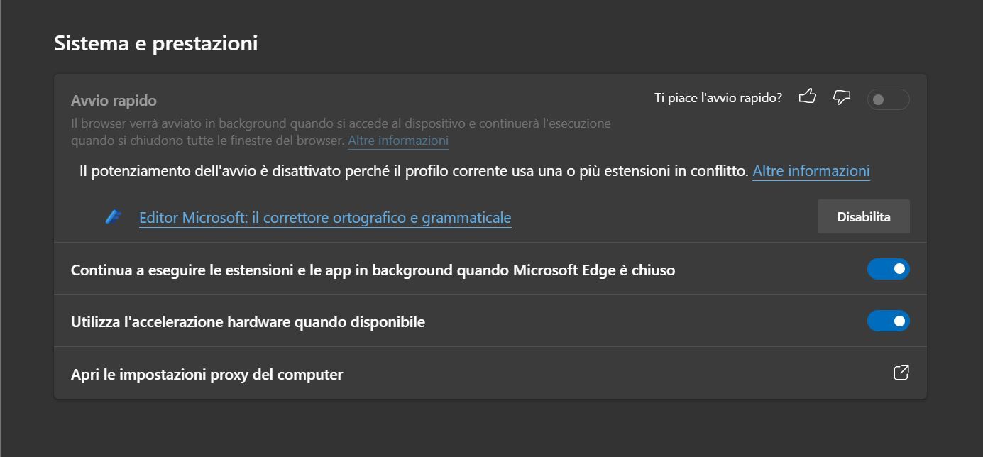 Microsoft Edge 97 - Problemi avvio rapido