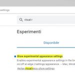 Microsoft Edge Canary - Flag impostazioni visual rejuv