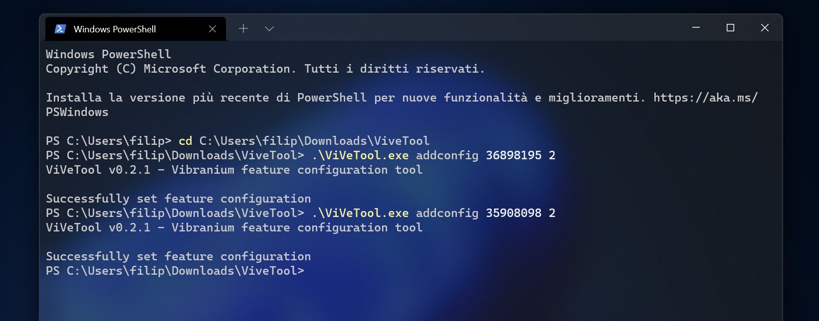 Windows 11 - Comandi ViVeTool per abilitare il nuovo Gestione attività