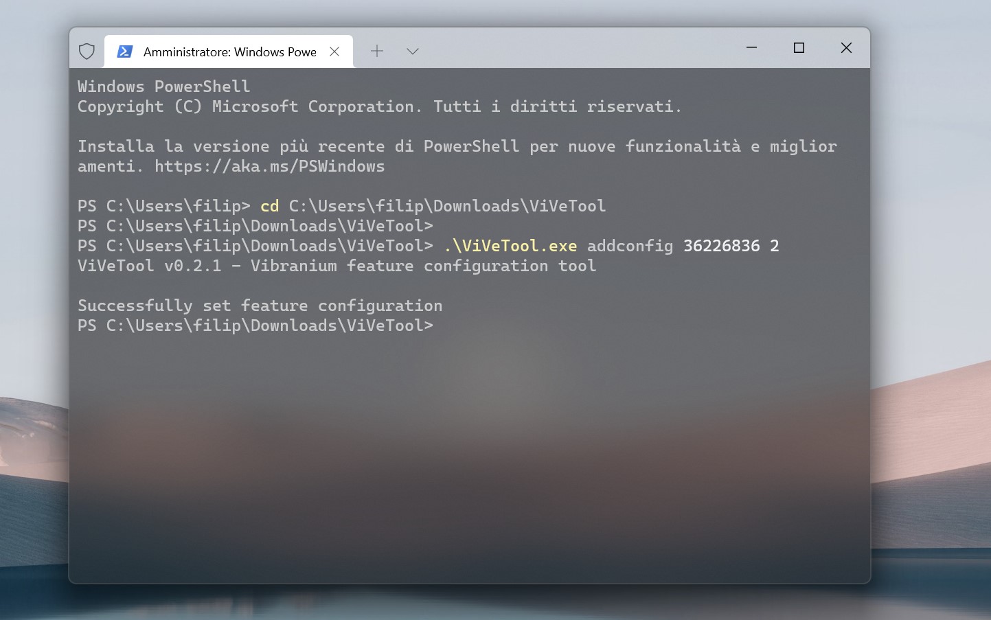 Windows 11 - Comandi ViVeTool per abilitare la nuova interfaccia di Alt+Tab