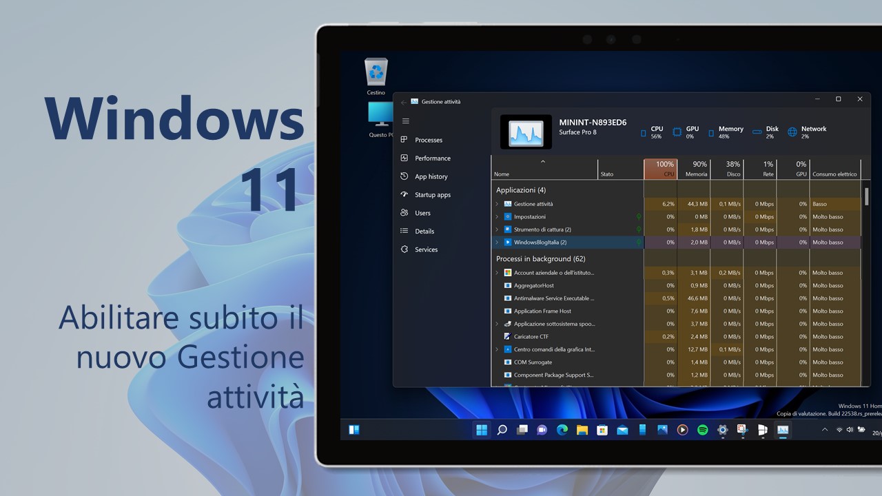 Windows 11 - Come abilitare subito il nuovo Gestione attività