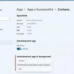 Windows 11 - Impostazioni - App - Opzioni avanzate - Esecuzione in background