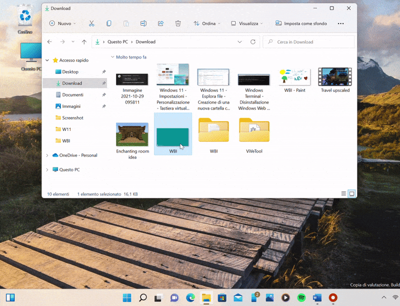 Windows 11 - Barra delle applicazioni - Drag and drop dei file